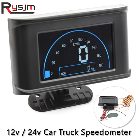 New Arrival 12V/24V Digital Car Speedometer Speed Meter + Odometer Gauge car truck Speed Odometers LCD Display Gauges ► Photo 1/6