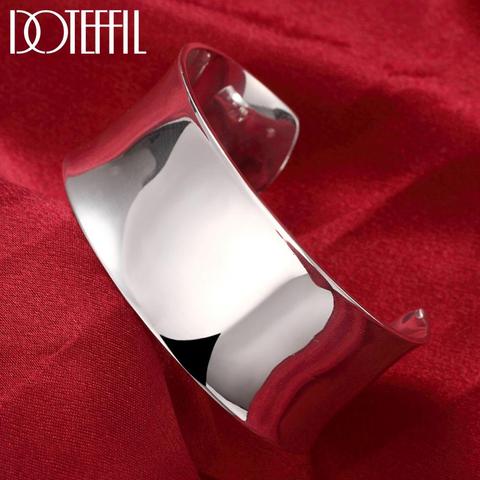 Fashion Women Jewelry Solid 925 Sterling Silver Bangle Bracelet Gift