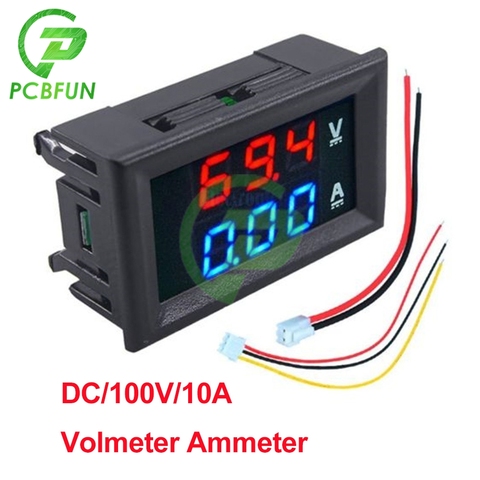 DC 100V 10A Mini Voltmeter Ammeter 2 Wire 3 Wire DC 12V 24V Car Volt Voltage Current Meter Volt Meter Display Voltage Indicator ► Photo 1/6