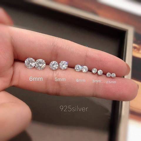 100% Real 925 Sterling Silver Jewelry Women Fashion Cute Tiny Clear Crystal CZ Stud Earrings Gift for Girls Teens Lady ► Photo 1/6