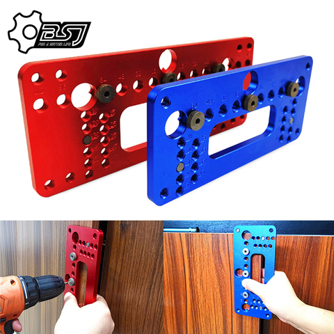 Hole Handle Pitch Punch Locator  Woodworking Aluminum Alloy Pocket Jig Set Wardrobe Door Cabinet Positioner Drill Guide Sleeve ► Photo 1/6