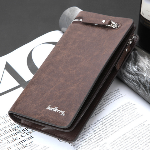 Men Long Wallet Luxury Zip Clutch Credit Card Holder Purses Carteira Masculina Carteras Billetera Hombre Leather Money Portfe ► Photo 1/6