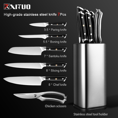 XITUO 7PCS Kitchen Knife Set German Steel Chef Knife Japanese Santoku Knife Cleaver Paring Knives Boning knife Cooking Tool ► Photo 1/6