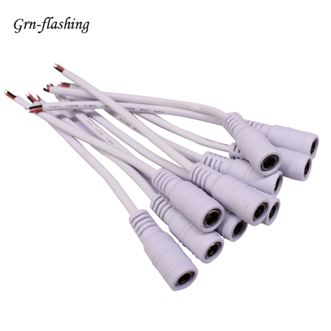 10pcs 5.5x2.1 plug female Connector DC Jack connect Power Adapter Wire 5.5*2.1mm Cable For 5050 3528 led strip light TV camera ► Photo 1/1