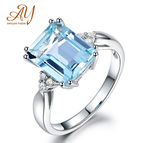 Anillos Yuzuk Silver 925 Jewelry Ring Aquamarine Gemstone Rings for Women Genuine 925 Sterling Silver Female Jewelry Ring ► Photo 1/6