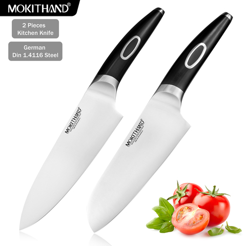 Kitchen Knives 2pcs Japan Chef Knife Set German 1.4116 Steel Santoku Nakiri Knife for Vegetables Meat Fish Sushi ► Photo 1/6