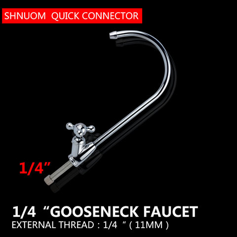 Gooseneck Water Purifier Faucet Reverse Osmosis Drinking Water Filter Faucet Chrome Plating 1/4