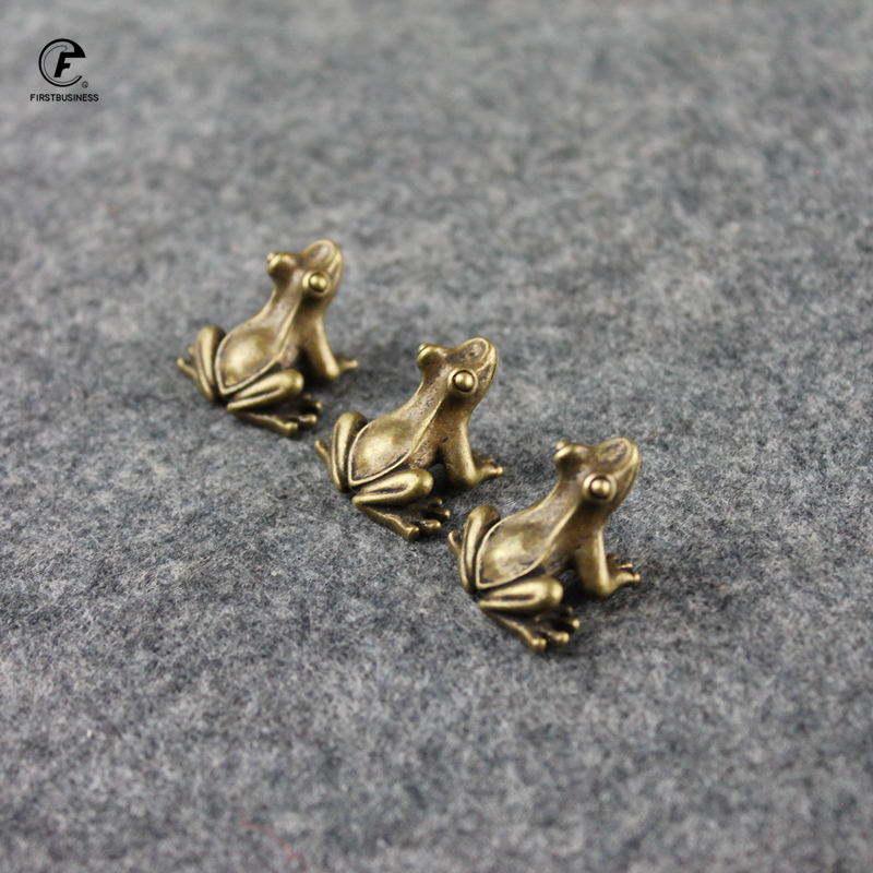 Brass Small Frog Miniatures Figurines Vintage Copper Animal Kawaii Gifts Tea Pet 