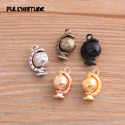  2022 New 10pcs 12*18mm Metal Alloy 5 Color Globe Charms Rotatable Pendants For Jewelry Making DIY Handmade Craft ► Photo 1/6