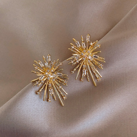 Korean New Design Hot Sale Fashion Jewelry Personality Firework flowers Earrings Metal Copper Inlaid Zircon Earrings for women ► Photo 1/6