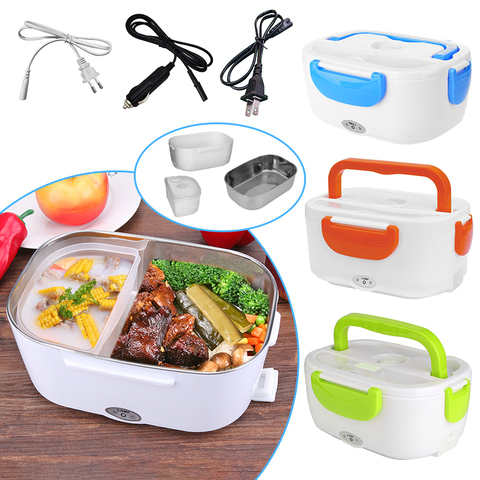 2 in 1 Car& Home Electric Heated Lunch Box Portable 12V 110V 220V Bento Boxes Food Heater Rice Container US Plug/EU Plug ► Photo 1/6