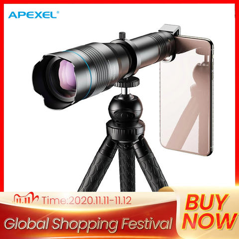APEXEL HD 60X Phone Camera Lens Telescope Lens Super Telephoto Zoom Monocular + Extendable Tripod With Remote For All Smartphone ► Photo 1/6