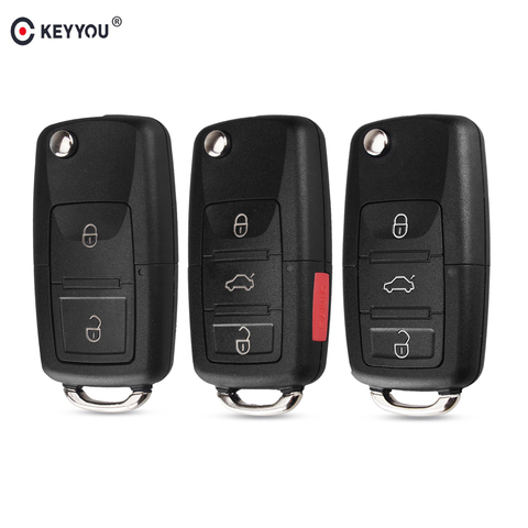 KEYYOU 2 3 Buttons For Volkswagen VW Passat Polo Golf Touran Bora Ibiza Leon Octavia Fabia Folding Flip Key Shell Case No Blade ► Photo 1/6