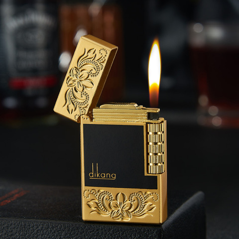 Creative Carved Butane Gas Metal Lighter Cigarette Open Flame Torich Inflatable  Lighter  Accessories Gadget for Men ► Photo 1/4