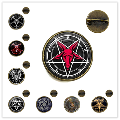 2022 Supernatural Pentagram Glass Dome Brooch Gothic Pendant Satanism Evil Occult Pentacle Jewelry Pagan Charm Gift For Friends ► Photo 1/6