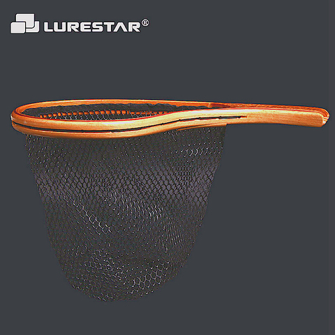 Wooden Landing Net Flash Water Hand Net UL Fly Stream Fishing Tackle Safe Rope As Free ► Photo 1/5