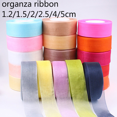 12/15/20/25/40/50mm (50 Yards/roll) Organza Stain Ribbon DIY Crafts Wedding for Party Decoration Cake Gift Bow Packaging Ribbon ► Photo 1/6