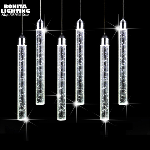 pendant lamp led modern minimalist Bubble K9 crystal hanging lights dining room Cylinder long tube pendant lights high ceiling ► Photo 1/5