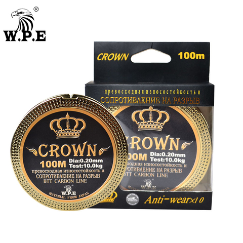 W.P.E Brand CROWN 100m 0.20mm-0.60mm Fluorocarbon coating 10KG-41KG fishing Line Carbon Fiber Carp fishing tackle ► Photo 1/6