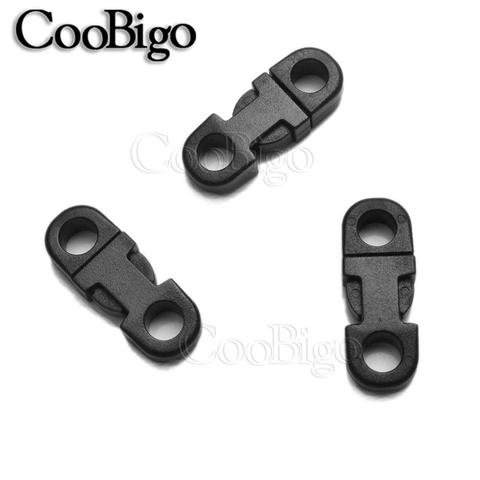 12pcs 5mm Plastic Black 2 Hole Safety Clasp Straight Side Release Buckle For Necklace Paracord Bracelet Elastic Rope Accessories ► Photo 1/6