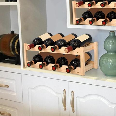 Wood Household Wine Rack Classical 8 Bottle Wine Holder Mount Wooden Wine Bottle Storage Rack Bar Display Shelf Drinking Holder ► Photo 1/6