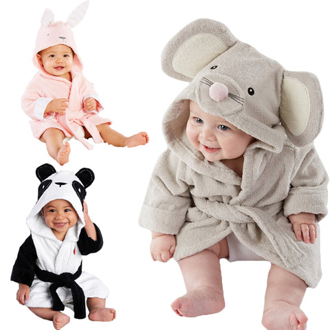 Fashion Mouse Panda Bunny Designs Hooded Animal Modeling Baby Bathrobe Cartoon Baby Rope Character Kids Bath Robe ► Photo 1/4