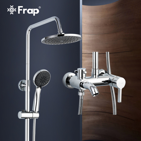 Frap 1 set Bathroom Rainfall Shower Faucet Set Mixer Tap With Hand Sprayer Wall Mounted chrome F2416 ► Photo 1/6