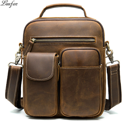 Luufan Crazy Horse Leather Men's Shoulder Bag Vintage Messenger Bags Men Bolsos Male Crossbody Bags Man's Handbag Sling Bag ► Photo 1/6