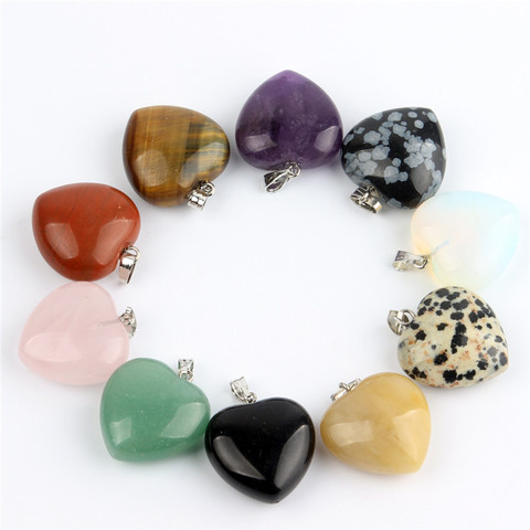 Assorted Natural Stone Heart Necklace Pendants Pendulum Quartz Opalite Chakra Healing Crystal Reiki Beads No Chain Free shipping ► Photo 1/6