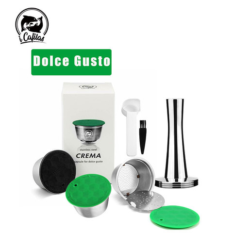 iCafilas Reusable Refillable Capsule for Nescafe Dolce Gusto Coffee Capsule with Lid Stainless Metal Filters Cup Tamper Spoon ► Photo 1/6