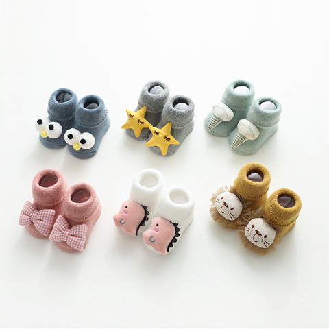 Autumn Winter Baby Girls Socks Newborn Cartoon Animal Baby Socks Infant Baby Boy Socks Anti Slip Soft Cotton Floor Sock Shoes ► Photo 1/6