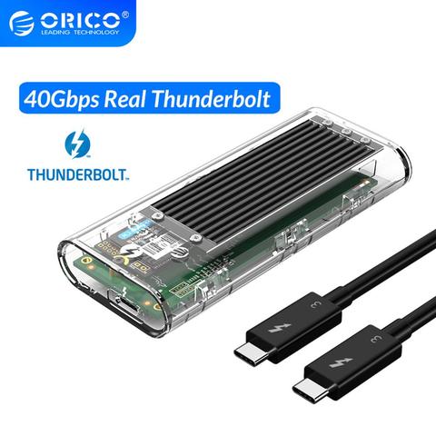 ORICO Thunderbolt 3 40Gbps M.2 NVME SSD Enclosure 2TB Transparent USB C SSD Case with 40Gbps C to C Cable For Mac Windows ► Photo 1/6