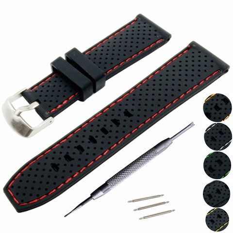 Silicone Dive Sport Ventilation Watch Bands Strap Rubber Strap 22mm Bracelets Replacement Watchband ► Photo 1/6