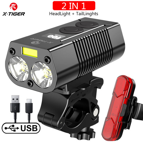 X-Tiger Bike Light Headlight Bicycle Lamp With Power Bank Rechargeable LED 5200mAh MTB Bicycle Light Flashlight Bike Accessories ► Photo 1/6