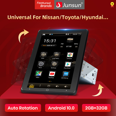 Junsun New Rotation Tesla Screen Android 10.0 2 din Car Radio Player Universal For Nissan Toyota Hyundai GPS Navi 2din 1din DVD ► Photo 1/6