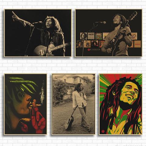 Vintage Classic Rock Reggae Wailing Wailers Bob Marley Poster Retro Kraft Paper Bar Cafe Home Decor Wall Sticker  ► Photo 1/6