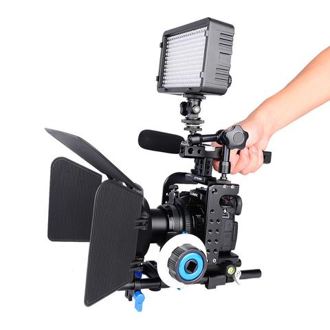 GH5 Camera Cage Film Movie Making Video Stabilizer Cage Rig Kit Matte Box+Follow Focus+Handle Grip for Panasonic Lumix GH5S GH4 ► Photo 1/6