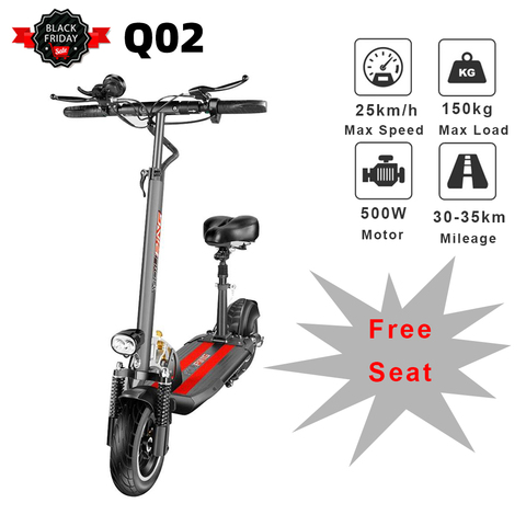[EU STOCK] YOUPing Q02 Folding Electric Scooter 500W Motor 48V 18Ah 25km/h 10 Inch Tire E-scooter 150kg Load Including Seats ► Photo 1/6
