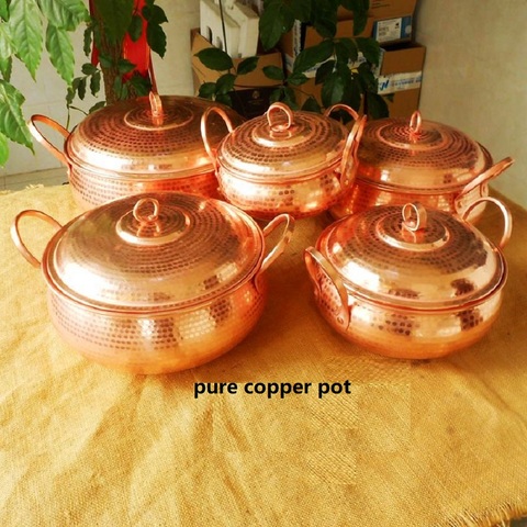 Pure Copper Pot Stew Steam Soup Purple Deep Casserole Steamer Handmade ► Photo 1/6