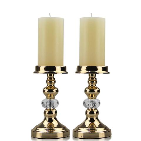 Pair Pillar Candle Holders Tealight Metal Candlesticks Wedding Home Living Room Table Centerpieces Christmas Decoration for Home ► Photo 1/6