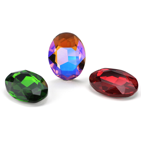 2022New colorful glass rhinestone colorful AB oval rhinestone Non Hotfix Glue on Acrylic Strass Crystal Stones diy accessories ► Photo 1/6