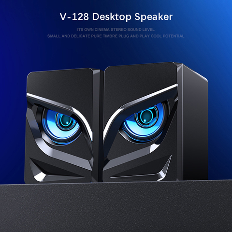 Mini Wired Computer Speaker Two Owls LED Light Audio Heavy Bass Subwoofer Home Theate  USB Power Supply For PC Laptop Speaker ► Photo 1/6