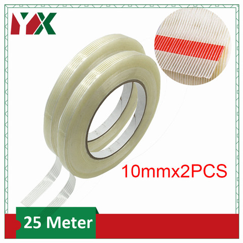YX 2Rolls 10mm Transparent Fiberglass Tape Striped Single Side Adhesive Tape For Industrial Strapping Packaging Fixed ► Photo 1/6