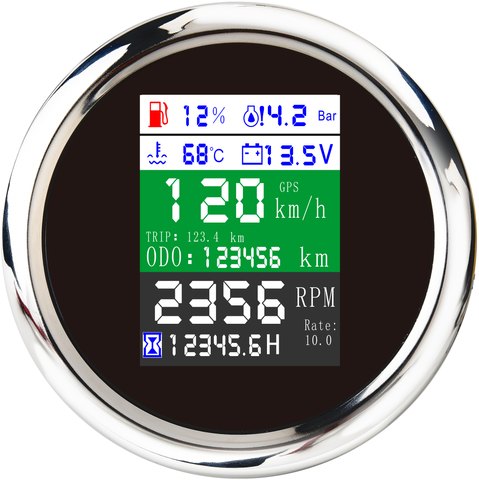 85mm 6 in 1 Multi-functional Digital Gauge GPS Fuel Level Water Temp Oil Pressure 0~10Bar With Alarm For Car Boat Tacho meter ► Photo 1/6