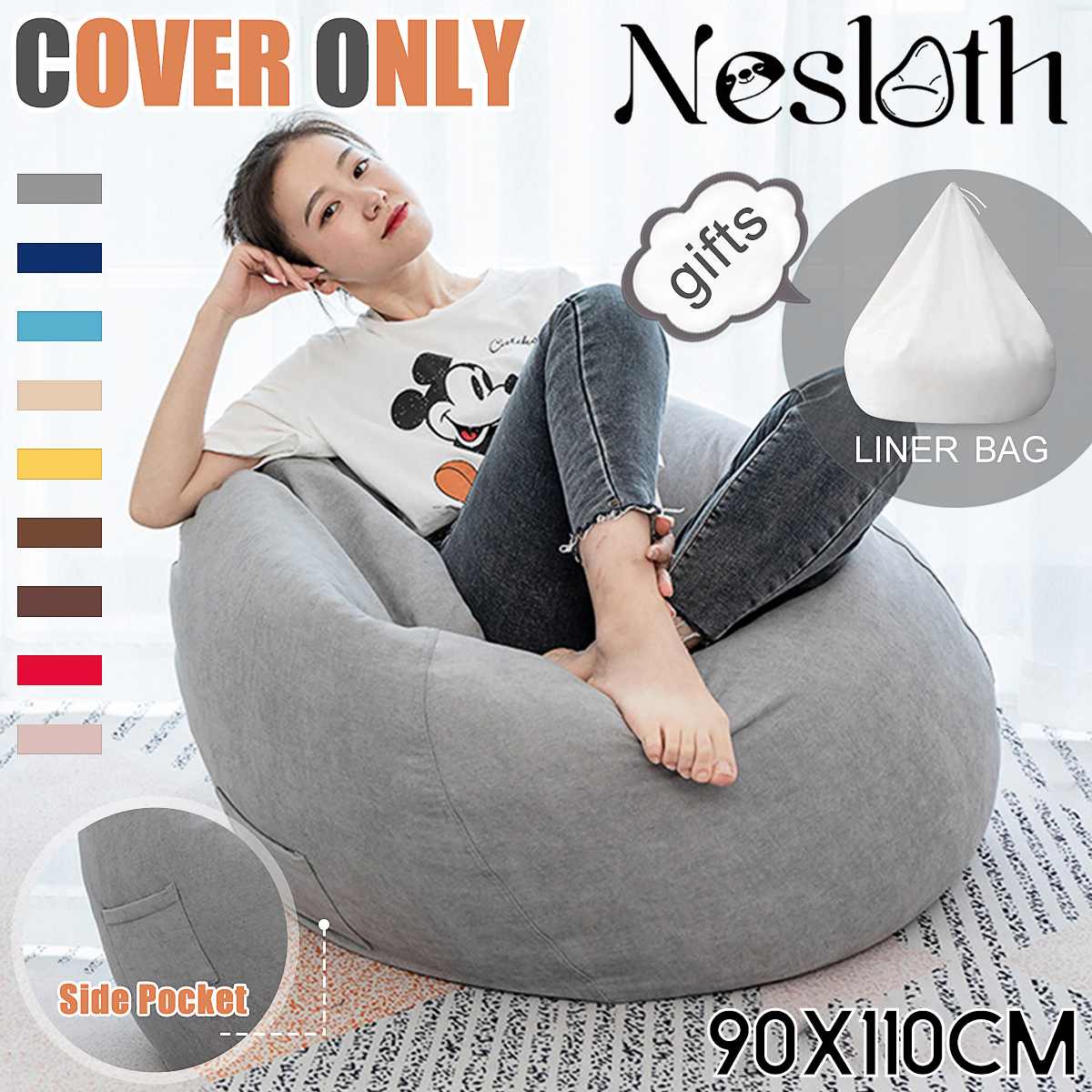 Lazy BeanBag Sofa Chairs Cloth Bean Bag Without Filler Lounger Seat Puff  Couch Tatami Gift For Children And Adults Floor Cushion - AliExpress