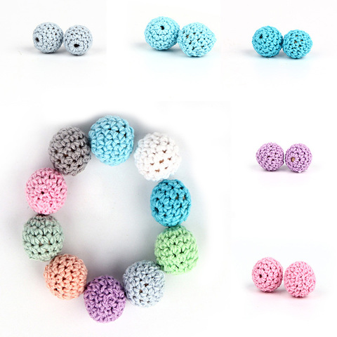 * 10Pcs Natural Wooden Crochet Beads Chewable Tooth Nursing Necklace Teething Beads Baby Teether Toys Baby Shower Gifts ► Photo 1/6