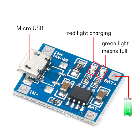TP4056 1A Lipo Battery Charging Board Charger Module Lithium Battery DIY MICRO USB Interface Port ► Photo 1/5