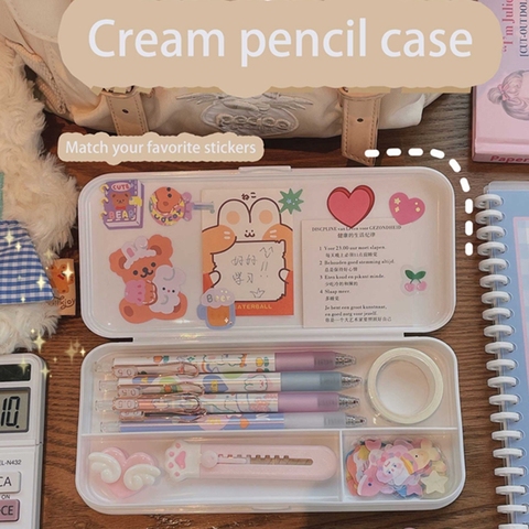 W&G Korean Creative Pencil Case Large Capacity Transparent Frosted Pencil Case Student Plastic Pencil Case ► Photo 1/5