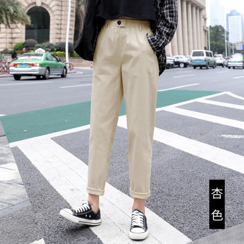 Beige High waist Casual Pants Women loose Spring Autumn 2022 New Women's Korean slim Harem pants Plus Size Nine pants 3XL ► Photo 1/6