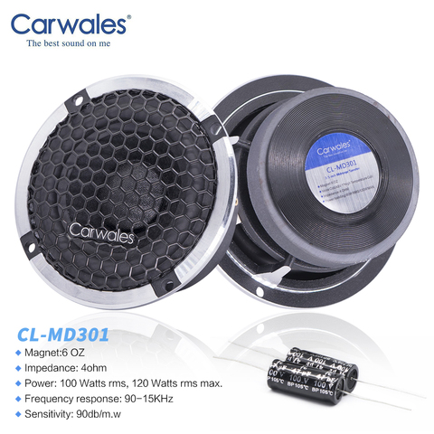 Carwales Car 3.5 Inch Audio Sound Speaker Set Pure Midrange Auto Three Frequency Modified Speakers Loudspeaker DIY Sound System ► Photo 1/5